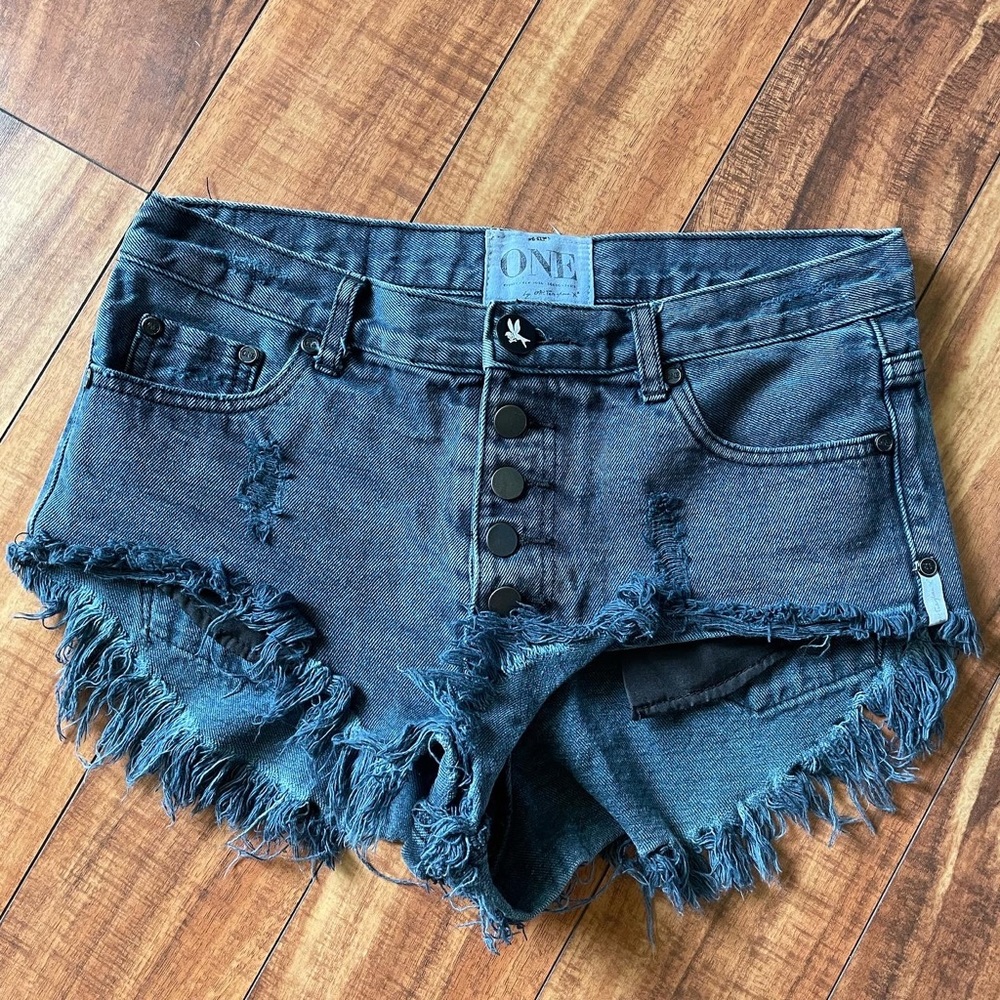 Faded Black One Teaspoon Roller Shorts